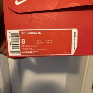 Nike zoom 2k, size 8. Perfect condition, original box